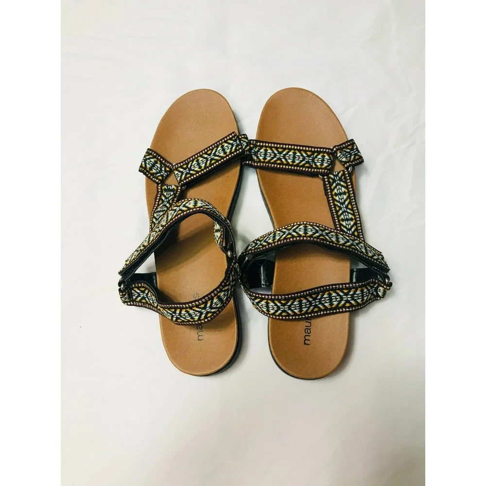 Maurices Polly Strappy Multicolor Sandals Hook and Loop Closure, NWOT, Size 10 - Picture 3 of 4